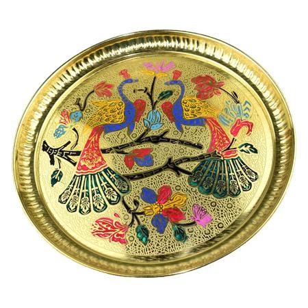Brass Peacock Art Pooja Plate 10inch
