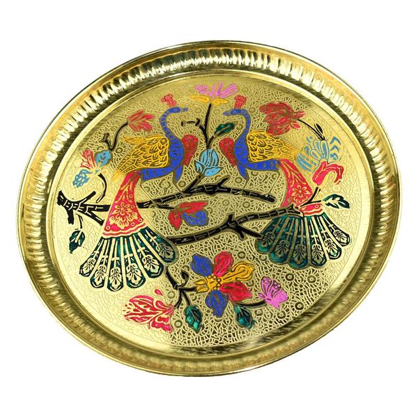 Brass Peacock Art Pooja Plate 10inch
