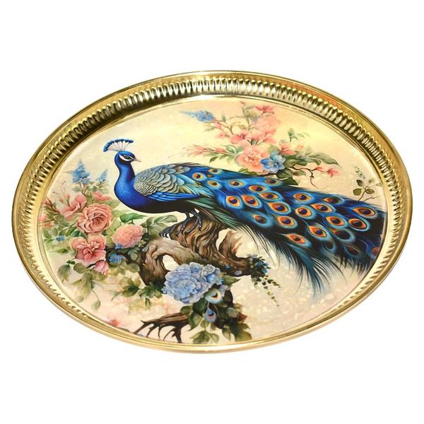 Brass Peacock Pooja Thali 12inch