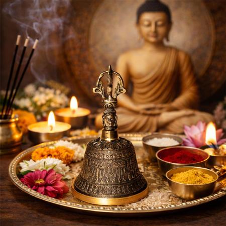 Antique Finish Brass Buddhist Vajra Bell