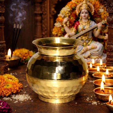 Diamond Cut Brass Kalash